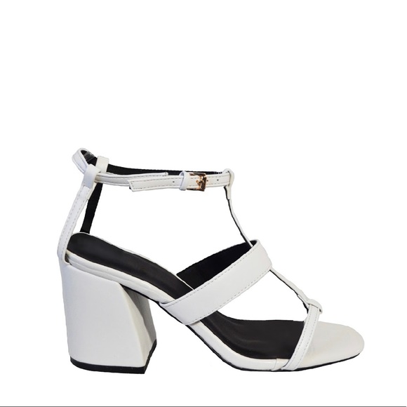 Posh - White Low Block Heel Sandal - Picture 2 of 3